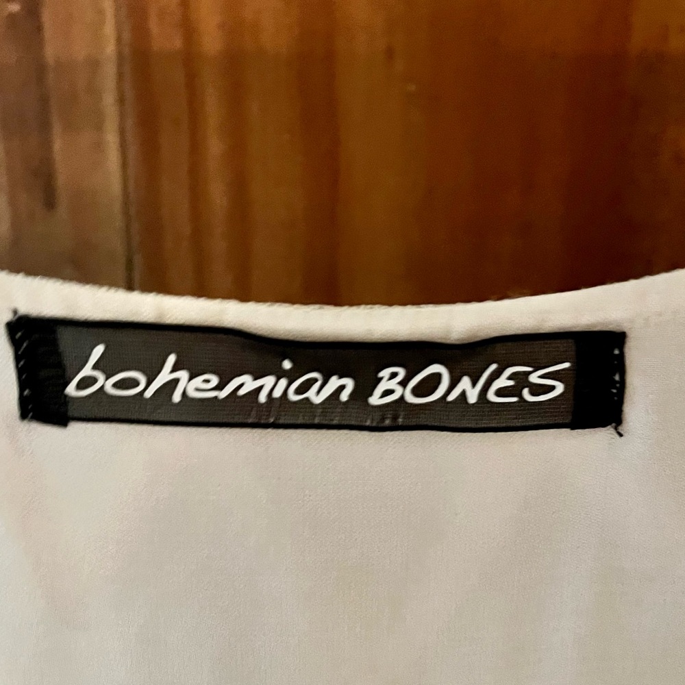 Bohemian Bones Embroidered Ivory Coverup Shirt Dress